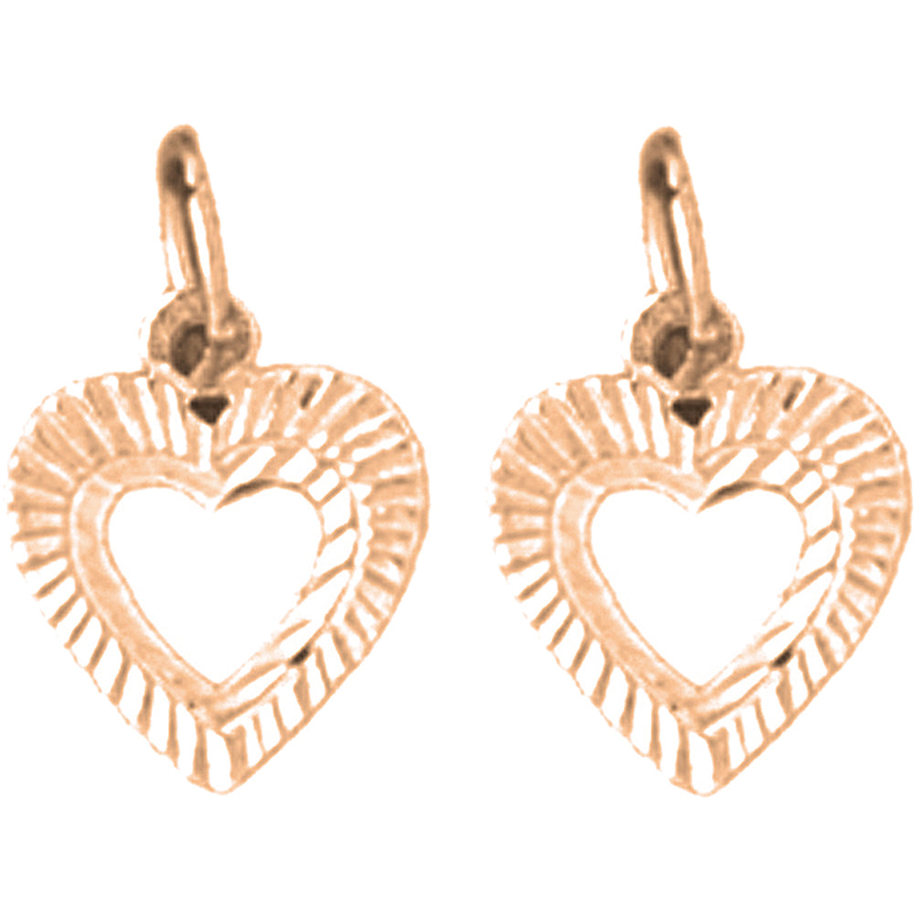 14K or 18K Gold 13mm Heart Earrings