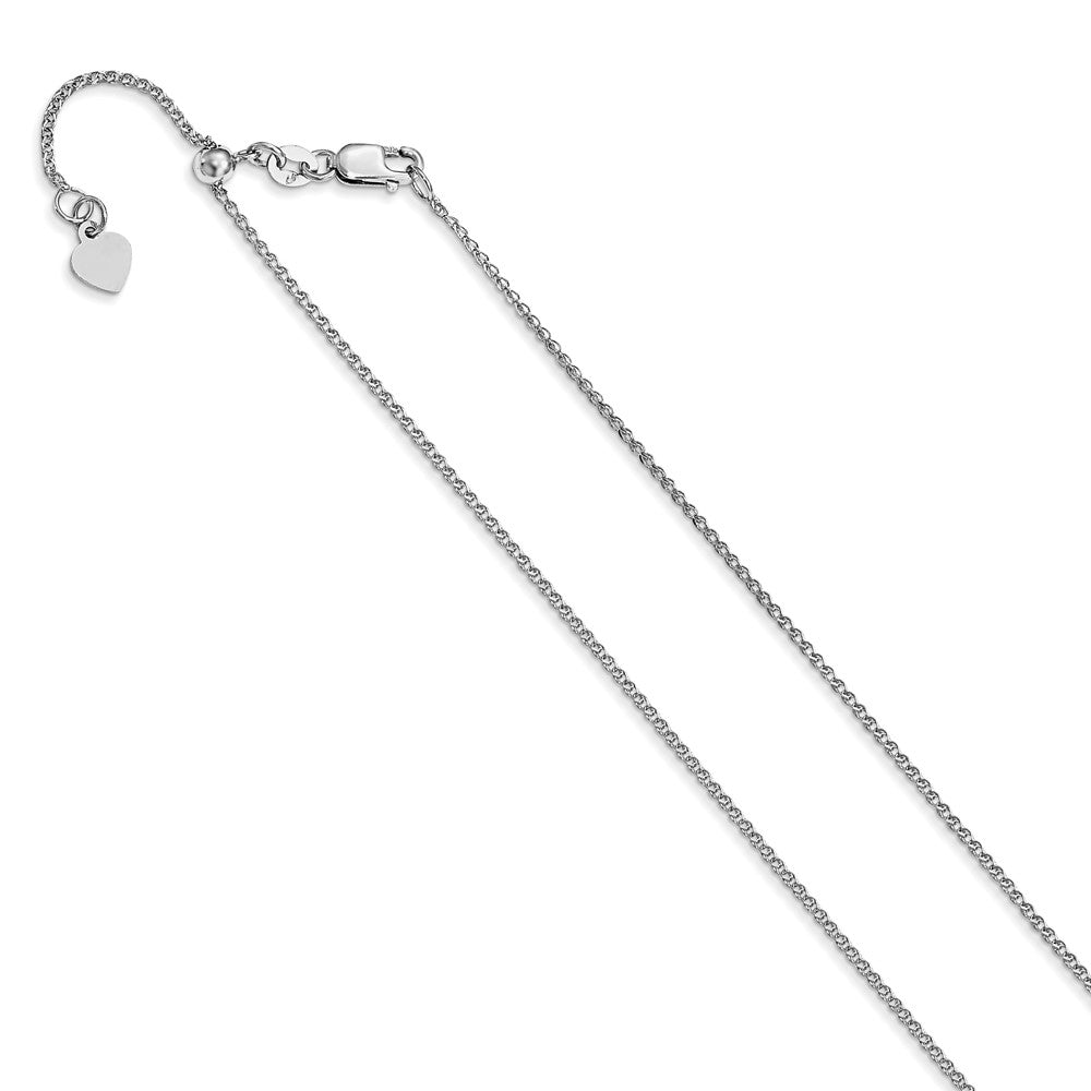 14K White Gold Adjustable 1.2mm Diamond-cut Loose Rope Chain