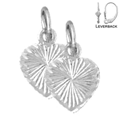 Sterling Silver 14mm Heart Earrings (White or Yellow Gold Plated)