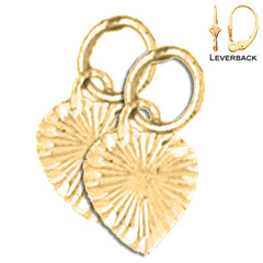Sterling Silver 13mm Heart Earrings (White or Yellow Gold Plated)