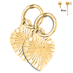 Sterling Silver 13mm Heart Earrings (White or Yellow Gold Plated)