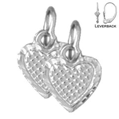 Sterling Silver 12mm Heart Earrings (White or Yellow Gold Plated)