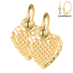 Sterling Silver 12mm Heart Earrings (White or Yellow Gold Plated)