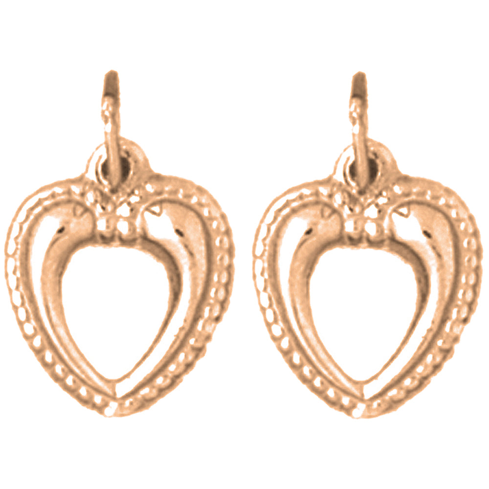 14K or 18K Gold 21mm Heart Earrings