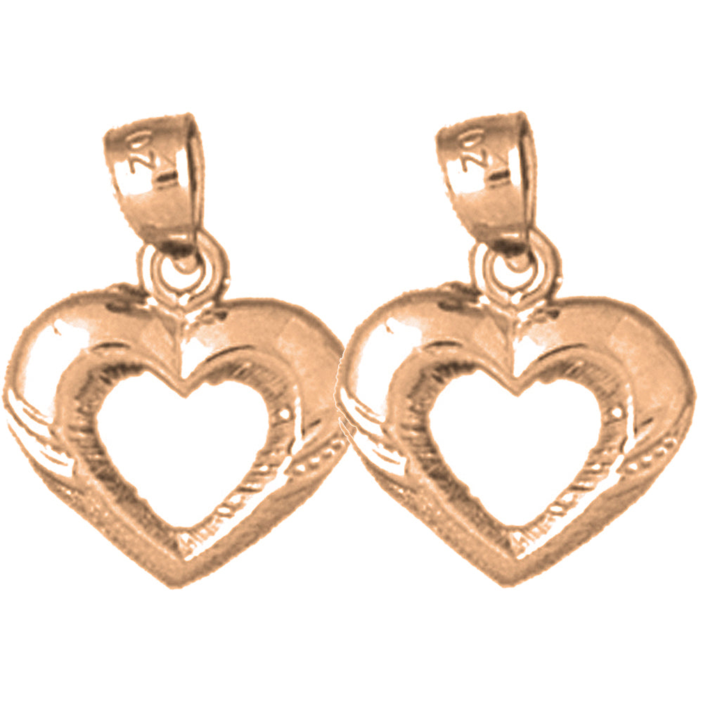 14K or 18K Gold 17mm Heart Earrings