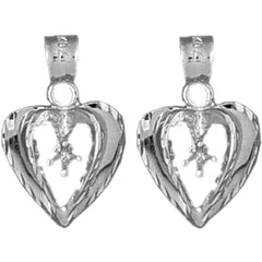 14K or 18K Gold 21mm Heart With Mounting Earrings