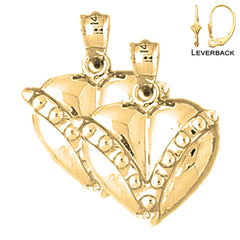 14K or 18K Gold Floating Heart Earrings