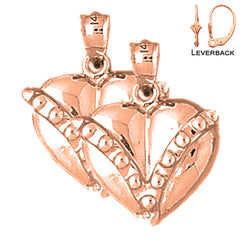 14K or 18K Gold Floating Heart Earrings