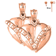 14K or 18K Gold Floating Heart Earrings