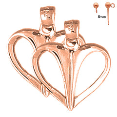 14K or 18K Gold Floating Heart Earrings