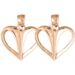 14K or 18K Gold 21mm Floating Heart Earrings