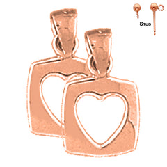 14K or 18K Gold Floating Heart Earrings