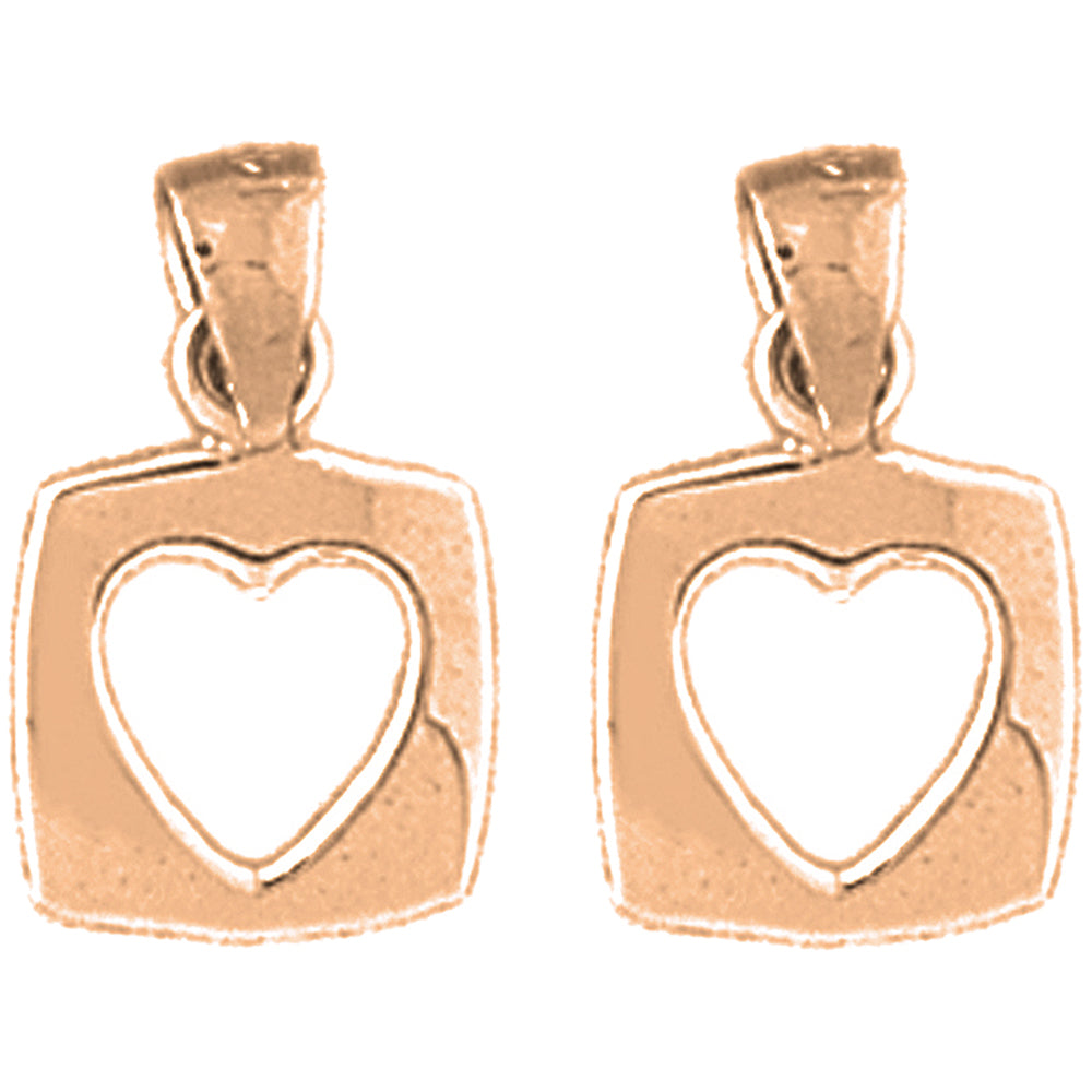 14K or 18K Gold 15mm Floating Heart Earrings