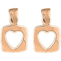 14K or 18K Gold 15mm Floating Heart Earrings
