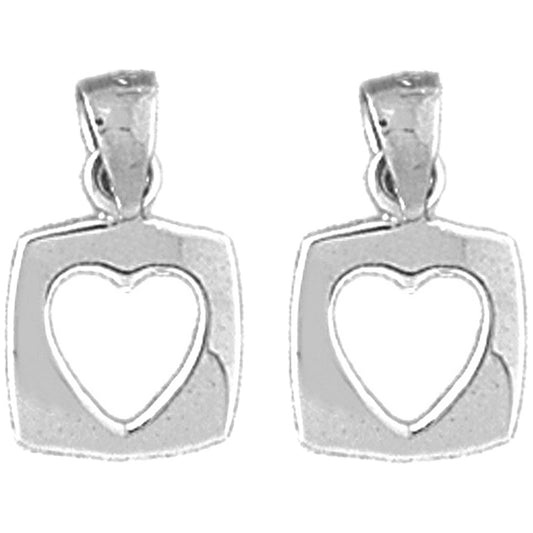 Sterling Silver 15mm Floating Heart Earrings