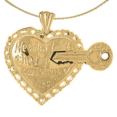10K, 14K or 18K Gold Heart With Break Off Key Pendant