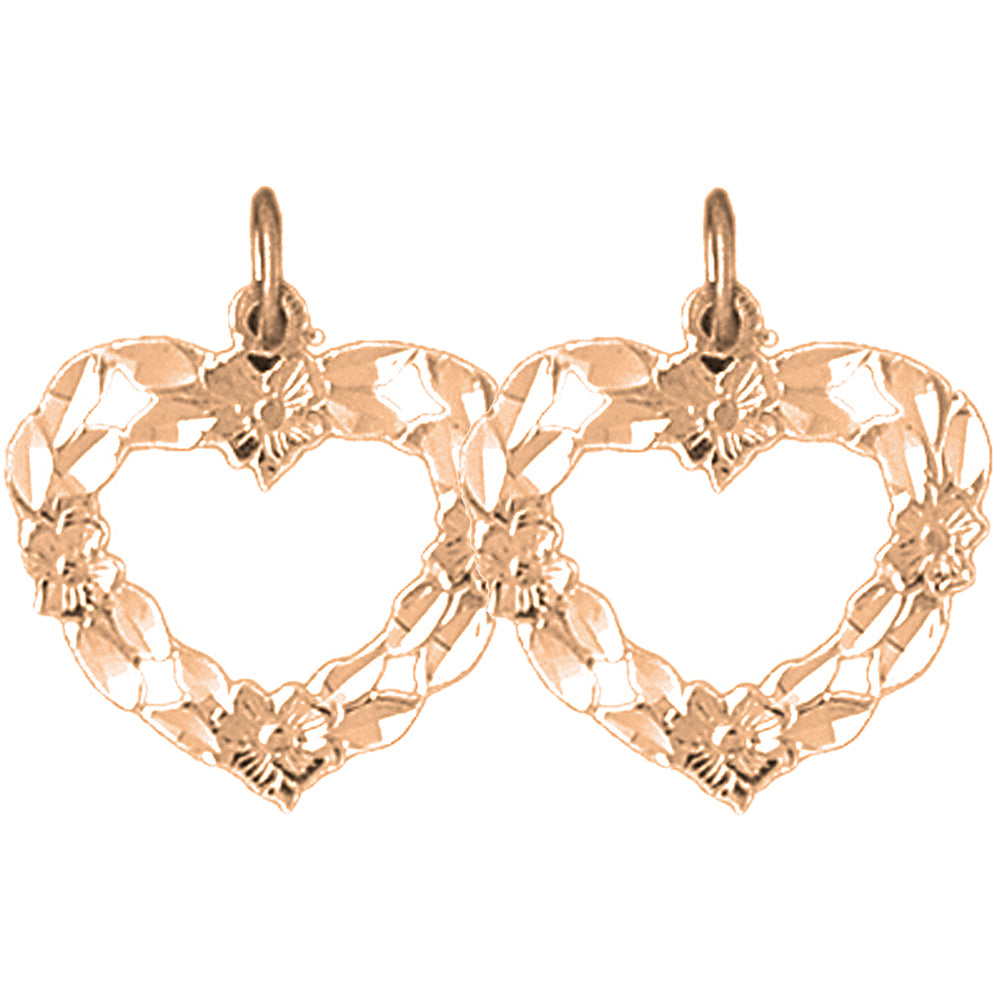 14K or 18K Gold 21mm Heart Earrings