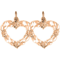14K or 18K Gold 21mm Heart Earrings