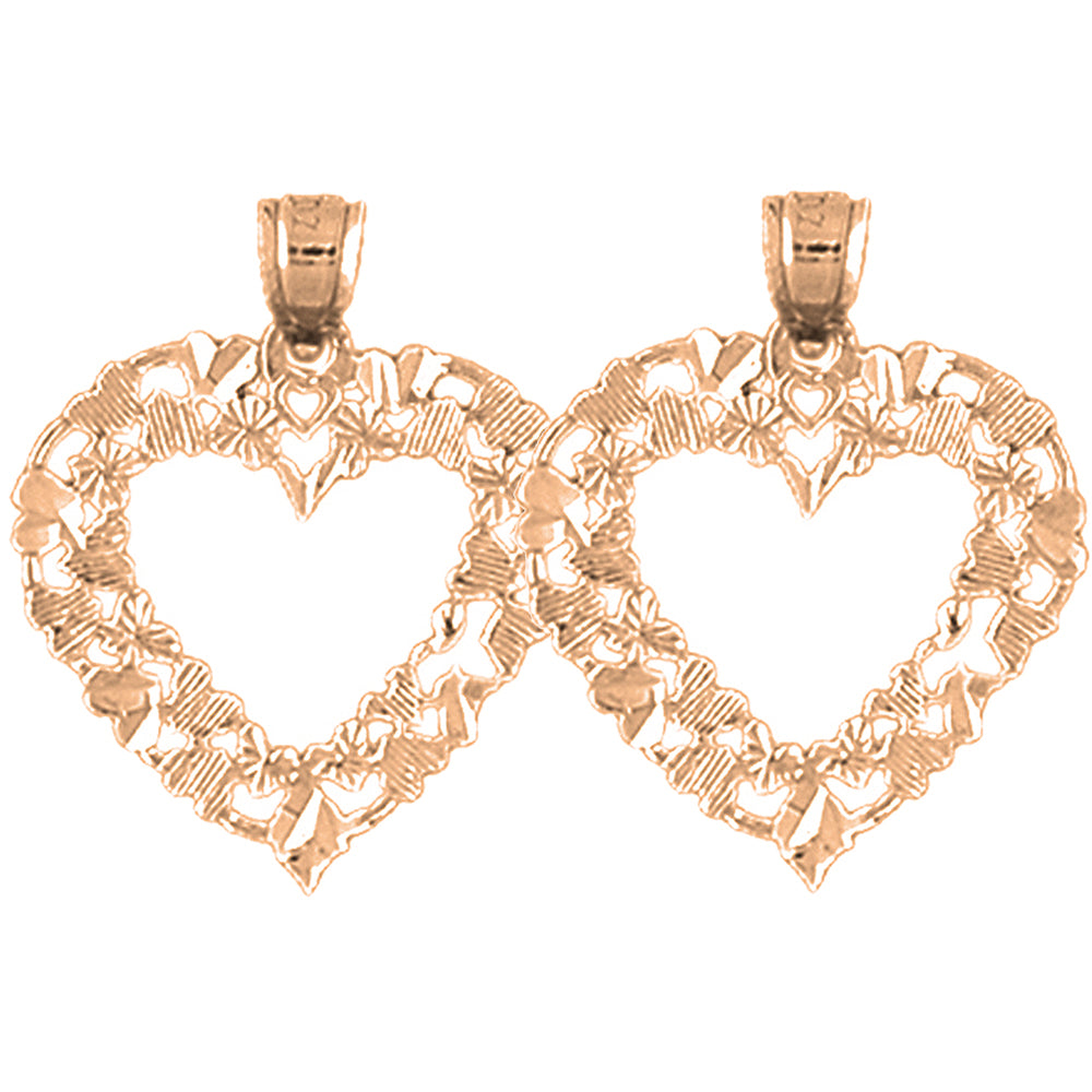 14K or 18K Gold 24mm Heart Earrings