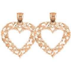 14K or 18K Gold 24mm Heart Earrings