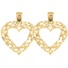 14K or 18K Gold 24mm Heart Earrings