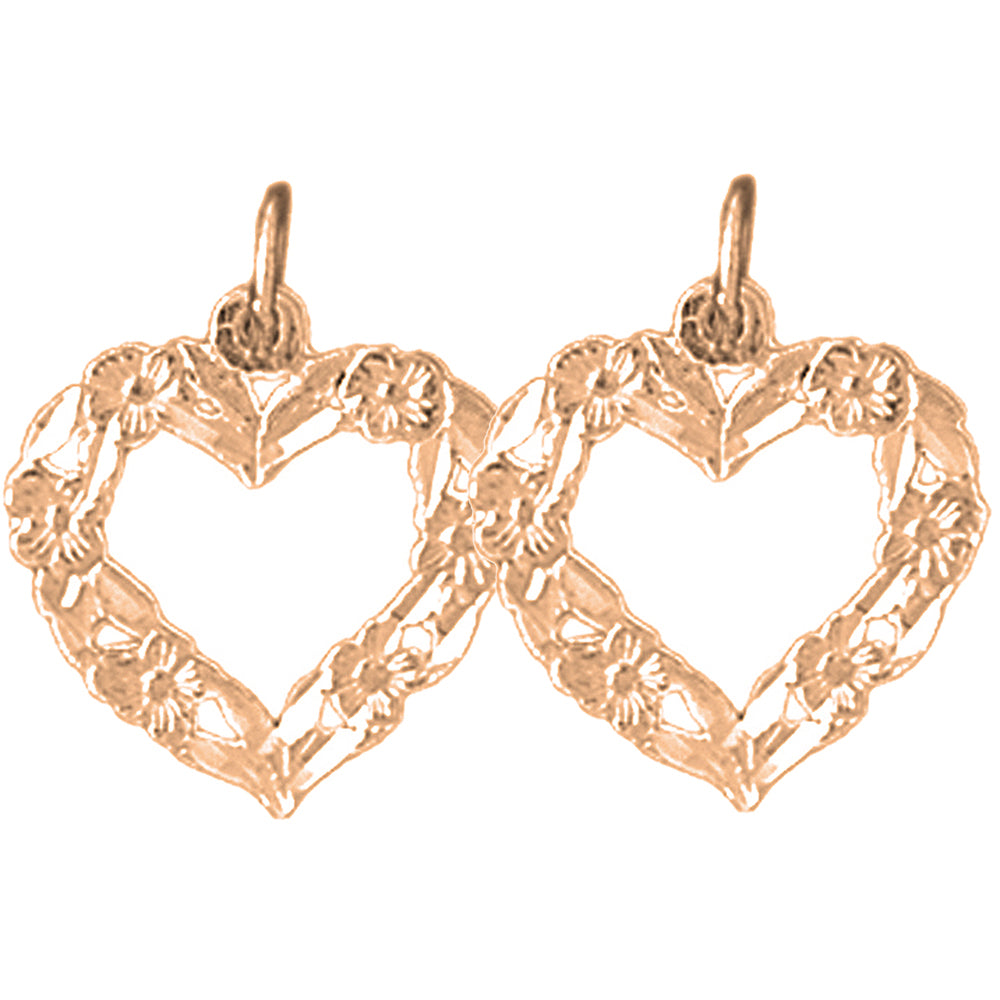 14K or 18K Gold 18mm Heart Earrings