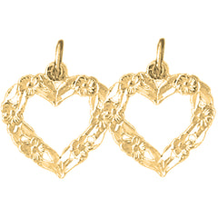 14K or 18K Gold 18mm Heart Earrings