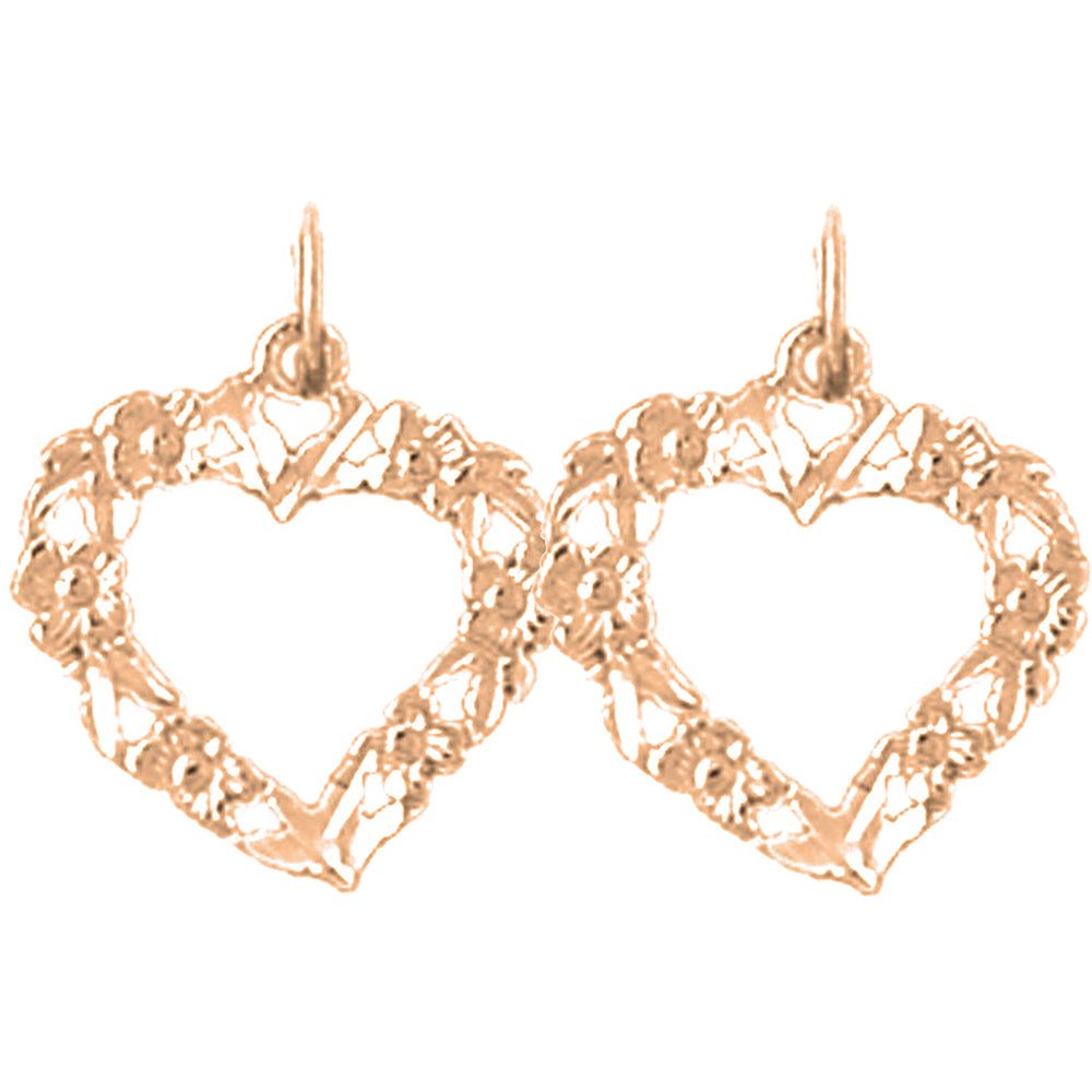 14K or 18K Gold 17mm Heart Earrings
