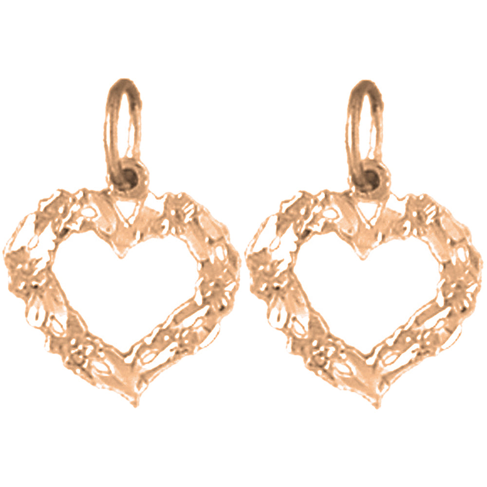 14K or 18K Gold 16mm Heart Earrings