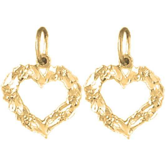 14K or 18K Gold 16mm Heart Earrings