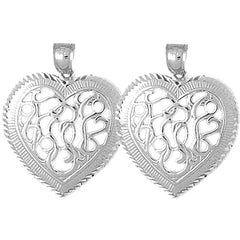 14K or 18K Gold 32mm Heart Earrings