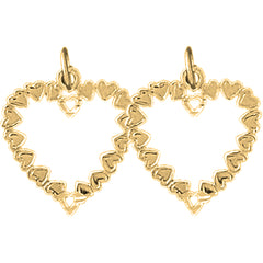 14K or 18K Gold 20mm Heart Earrings