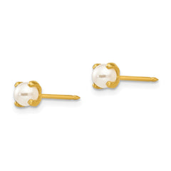 Inverness 24K Gold-plated 4mm Simulated Pearl Earrings