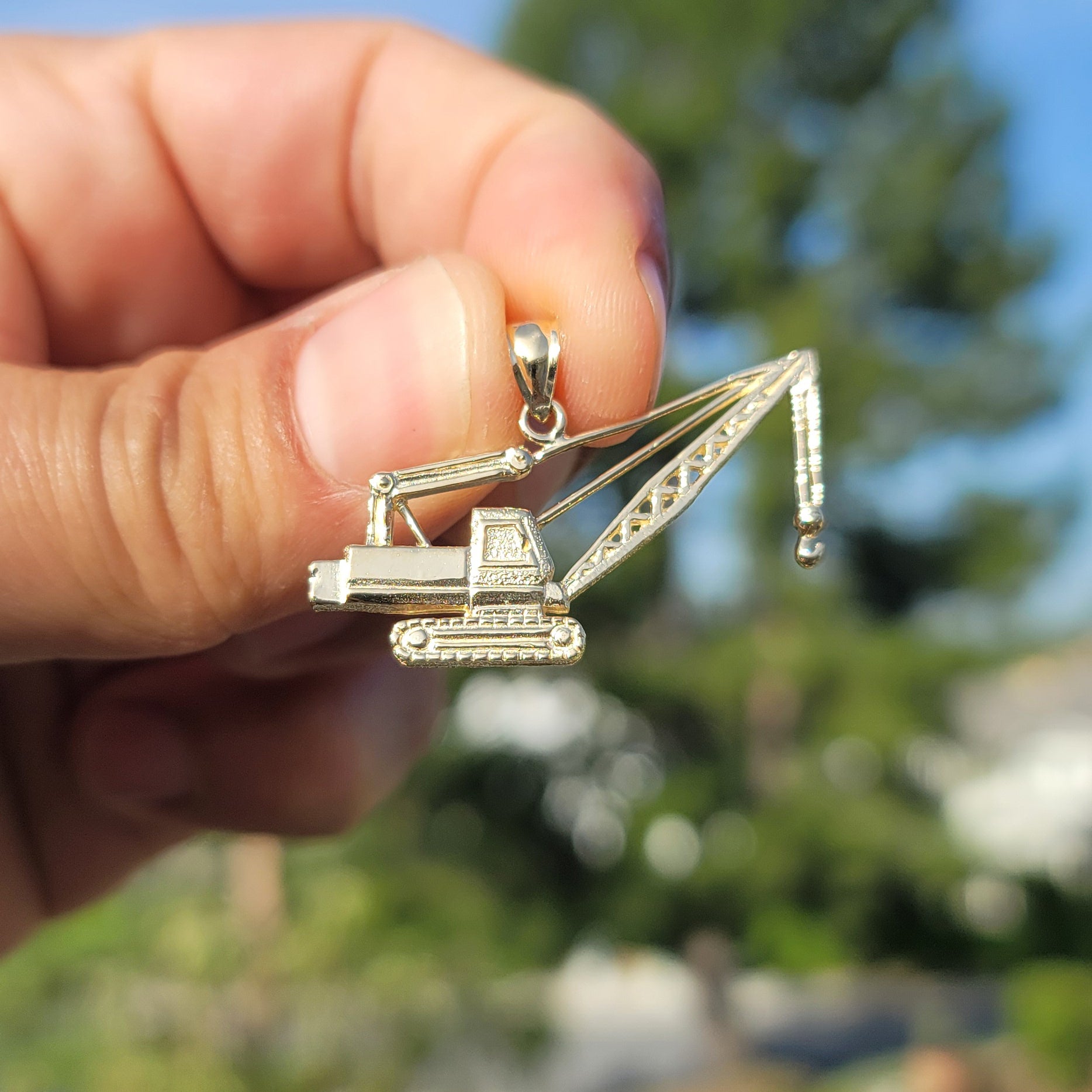 10K, 14K or 18K Gold Crane Pendant