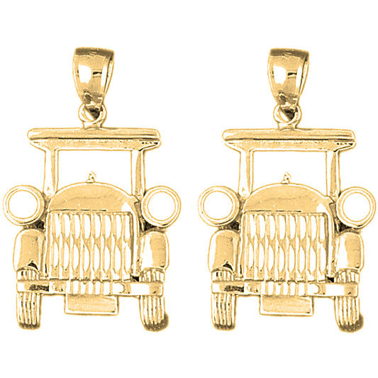 14K or 18K Gold 33mm Buggy Car Earrings