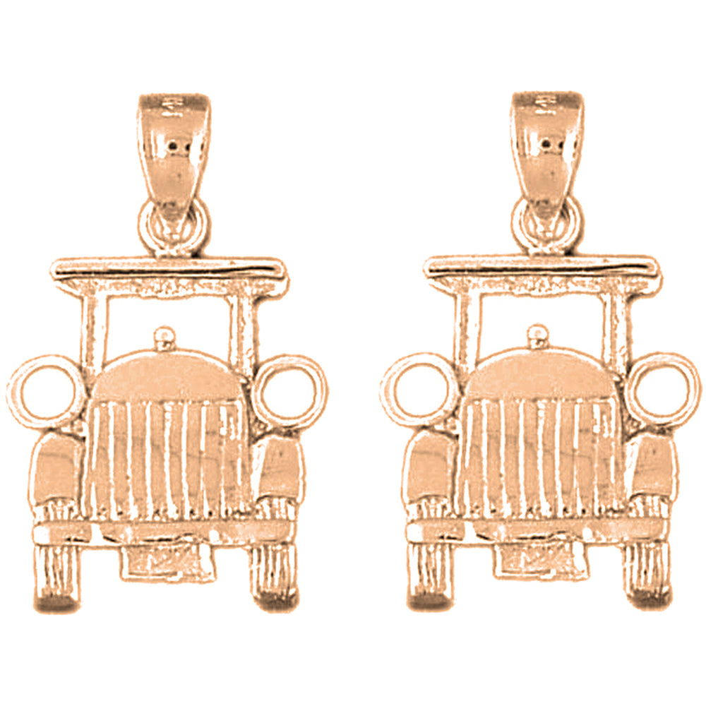14K or 18K Gold 26mm Buggy Car Earrings