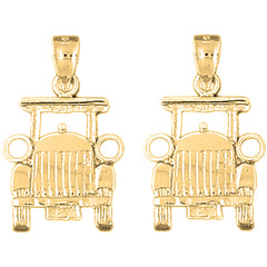 14K or 18K Gold 26mm Buggy Car Earrings