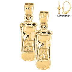 Pendientes de coche 3D de oro de 14 quilates o 18 quilates