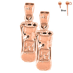 Pendientes de coche 3D de oro de 14 quilates o 18 quilates