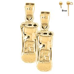 Pendientes de coche 3D de oro de 14 quilates o 18 quilates
