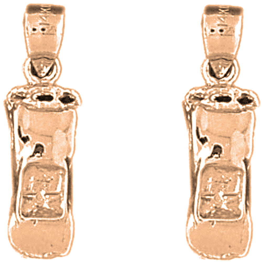 14K or 18K Gold 24mm 3D Car Earrings