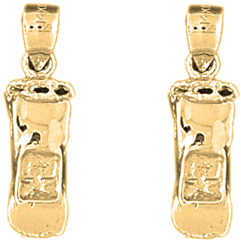 14K or 18K Gold 24mm 3D Car Earrings