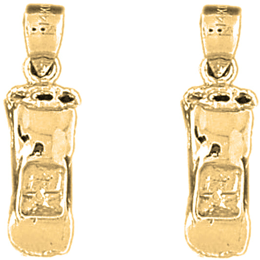 14K or 18K Gold 24mm 3D Car Earrings