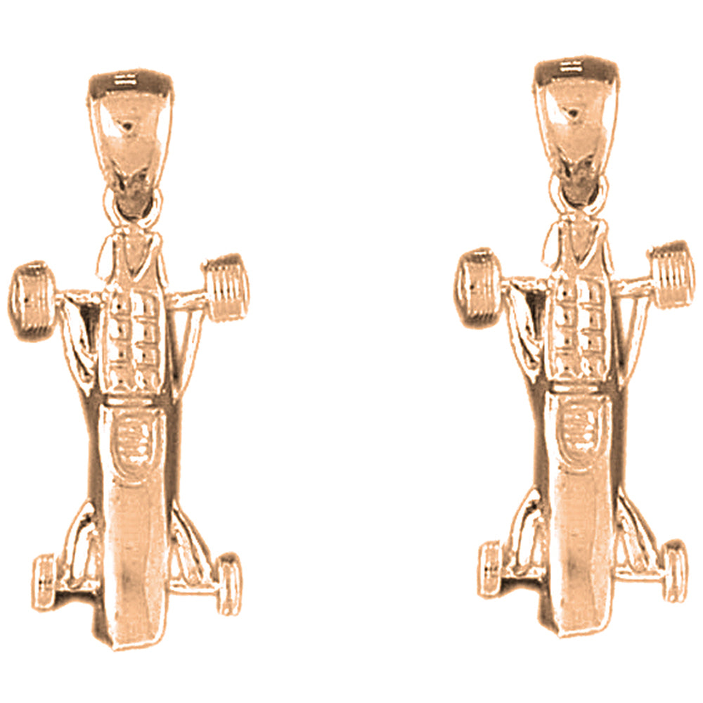 14K or 18K Gold 30mm 3D Car Earrings