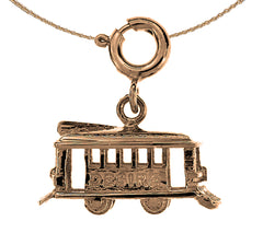 10K, 14K or 18K Gold 3D Trolley Pendant