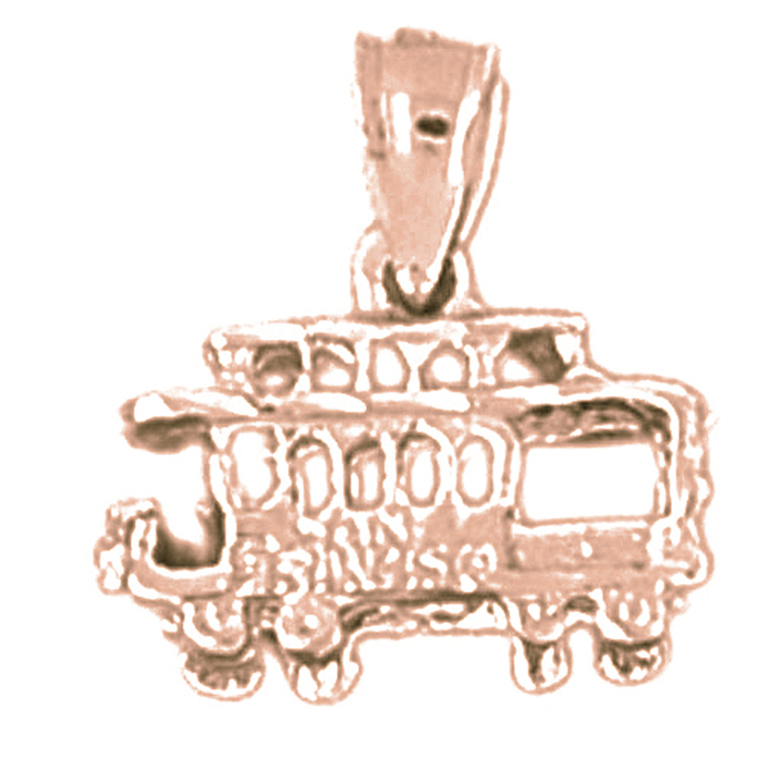 10K, 14K or 18K Gold 3D Trolley Pendant