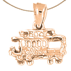 10K, 14K or 18K Gold 3D Trolley Pendant