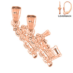 14K or 18K Gold 3D Train Engine Locomotive Earrings