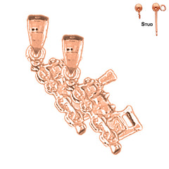 14K or 18K Gold 3D Train Engine Locomotive Earrings