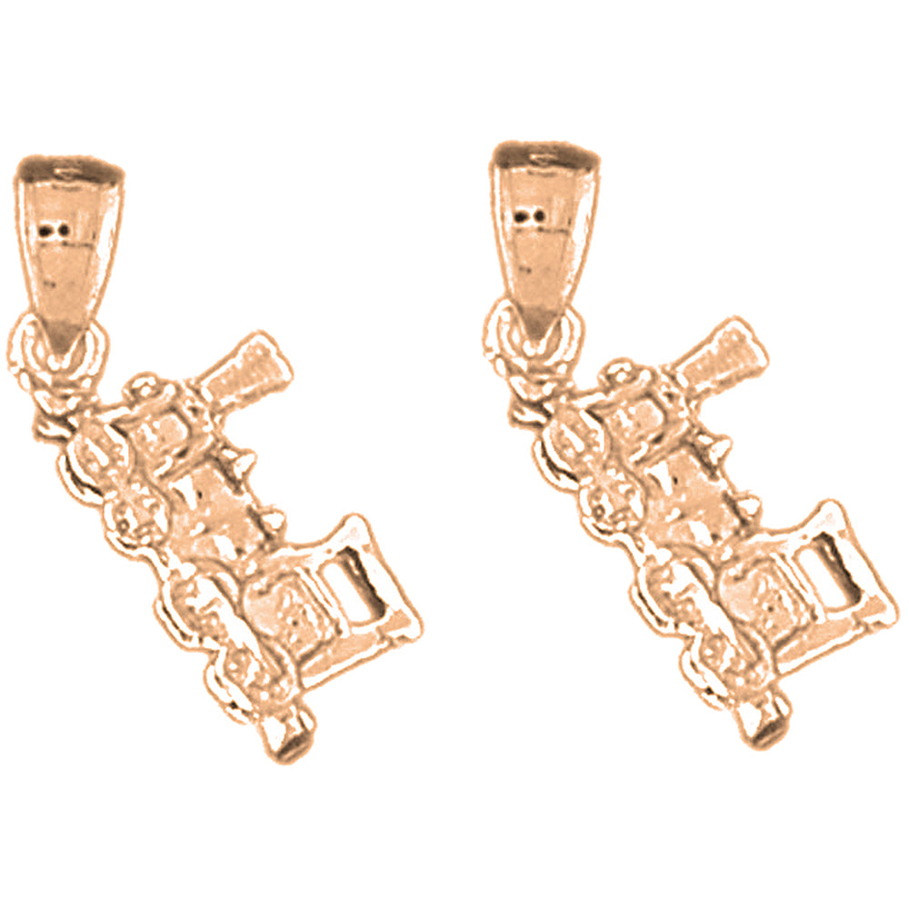 14K or 18K Gold 20mm 3D Train Engine Locomotive Earrings